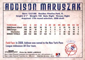 2010 Grandstand Tampa Yankees #NNO Addison Maruszak Back