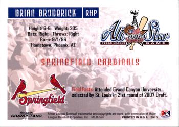2010 Grandstand Texas League All-Stars North Division #NNO Brian Broderick Back