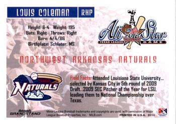 2010 Grandstand Texas League All-Stars North Division #NNO Louis Coleman Back