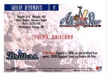2010 Grandstand Texas League All-Stars North Division #NNO Wilin Rosario Back