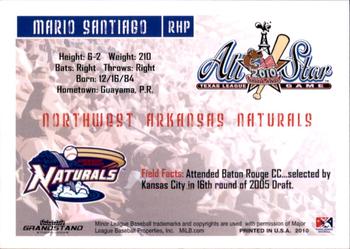 2010 Grandstand Texas League All-Stars North Division #NNO Mario Santiago Back