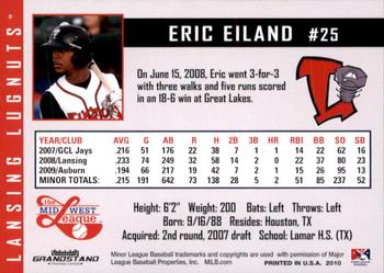 2010 Grandstand Lansing Lugnuts #NNO Eric Eiland Back