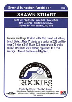2012 Grandstand Grand Junction Rockies Subway #NNO Shawn Stuart Back