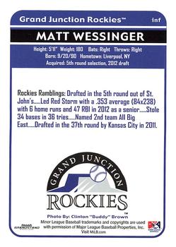 2012 Grandstand Grand Junction Rockies Subway #NNO Matt Wessinger Back