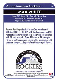 2012 Grandstand Grand Junction Rockies Subway #NNO Max White Back