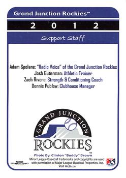 2012 Grandstand Grand Junction Rockies Subway #NNO Adam Spolane / Josh Guterman / Zach Rivera / Dennis Publow Back