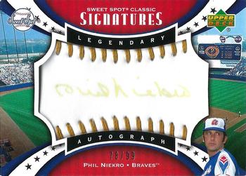 2007 Upper Deck Sweet Spot Classic - Signatures Gold Stitch Black Ink #SPS-PN Phil Niekro Front
