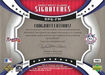 2007 Upper Deck Sweet Spot Classic - Signatures Leather Blue Ink #SPS-FM Fred McGriff Back