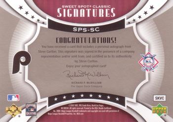 2007 Upper Deck Sweet Spot Classic - Signatures Leather Blue Ink #SPS-SC Steve Carlton Back