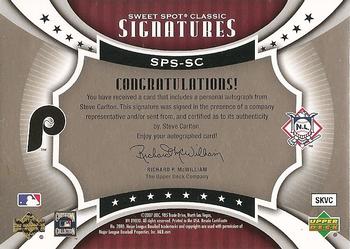 2007 Upper Deck Sweet Spot Classic - Signatures Red Stitch Black Ink #SPS-SC Steve Carlton Back