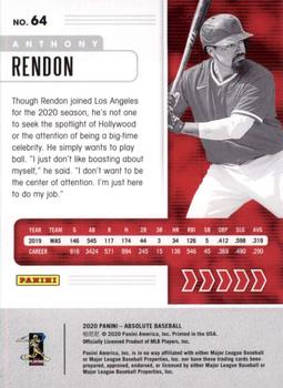 2020 Panini Absolute #64 Anthony Rendon Back
