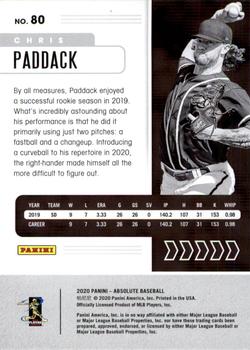 2020 Panini Absolute #80 Chris Paddack Back