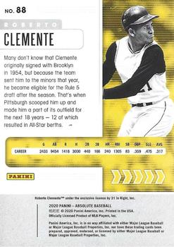 2020 Panini Absolute #88 Roberto Clemente Back