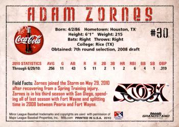 2010 Grandstand Lake Elsinore Storm #NNO Adam Zornes Back