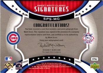 2007 Upper Deck Sweet Spot Classic - Signatures Red Stitch Blue Ink #SPS-MG Mark Grace Back