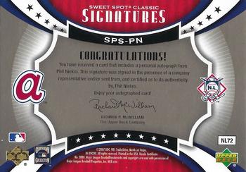 2007 Upper Deck Sweet Spot Classic - Signatures Red Stitch Blue Ink #SPS-PN Phil Niekro Back
