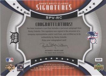 2007 Upper Deck Sweet Spot Classic - Signatures Sepia Blue Ink #SPS-RC Rocky Colavito Back