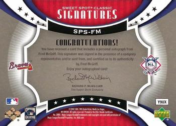 2007 Upper Deck Sweet Spot Classic - Signatures Silver Stitch Black Ink #SPS-FM Fred McGriff Back