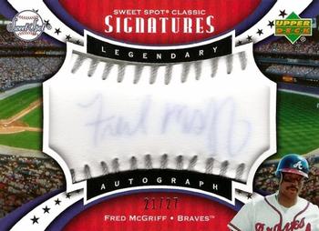 2007 Upper Deck Sweet Spot Classic - Signatures Silver Stitch Blue Ink #SPS-FM Fred McGriff Front