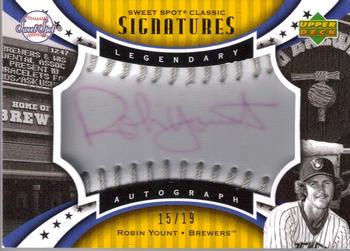 2007 Upper Deck Sweet Spot Classic - Signatures Silver Stitch Blue Ink #SPS-RY Robin Yount Front