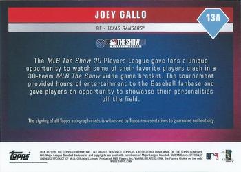 2020 Topps On-Demand Set 8: MLB The Show - Autographs #13A Joey Gallo Back