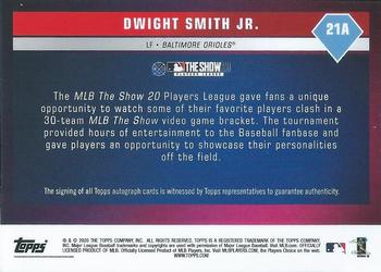 2020 Topps On-Demand Set 8: MLB The Show - Autographs #21A Dwight Smith Jr. Back