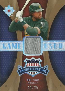 2007 Upper Deck Ultimate Collection - America's Pastime Memorabilia Gold #PM-MP Mike Piazza Front