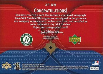 2007 Upper Deck Ultimate Collection - America's Pastime Signatures #AP-NW Nick Swisher Back