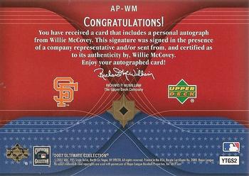 2007 Upper Deck Ultimate Collection - America's Pastime Signatures #AP-WM Willie McCovey Back