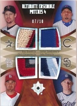 2007 Upper Deck Ultimate Collection - Ultimate Ensemble Quad Patches #OZCP Roy Oswalt / Carlos Zambrano / Chris Carpenter / Jake Peavy Front
