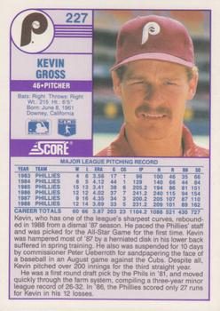 1989 Score - Promos #227 Kevin Gross Back