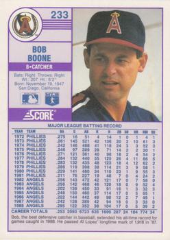 1989 Score - Promos #233 Bob Boone Back