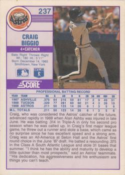 1989 Score - Promos #237 Craig Biggio Back