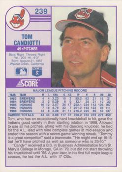 1989 Score - Promos #239 Tom Candiotti Back