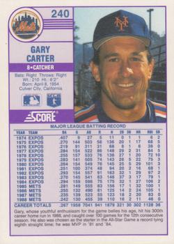 1989 Score - Promos #240 Gary Carter Back