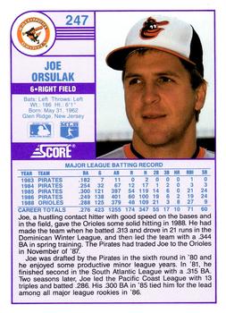 1989 Score - Promos #247 Joe Orsulak Back