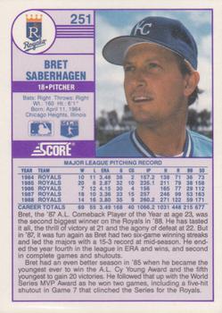 1989 Score - Promos #251 Bret Saberhagen Back