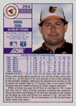 1989 Score - Promos #264 Doug Sisk Back