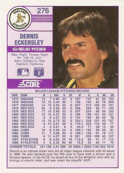 1989 Score - Promos #276 Dennis Eckersley Back