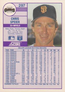 1989 Score - Promos #297 Chris Speier Back