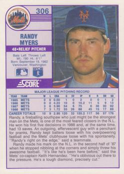 1989 Score - Promos #306 Randy Myers Back