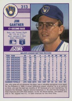1989 Score - Promos #313 Jim Gantner Back