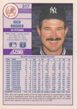1989 Score - Promos #317 Rick Rhoden Back