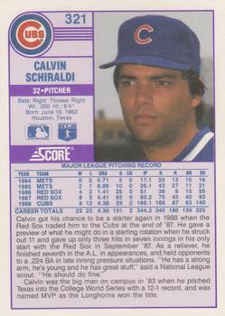 1989 Score - Promos #321 Calvin Schiraldi Back