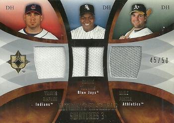 2007 Upper Deck Ultimate Collection - Ultimate Ensemble Triple Swatches #ES-HTP Travis Hafner / Frank Thomas / Mike Piazza Front