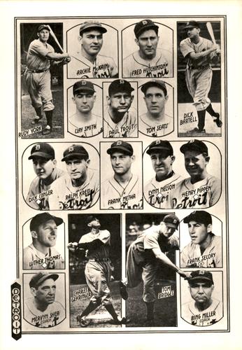 1972-73 TCMA 1940 Sporting Life Team Composites #NNO Detroit Tigers Front