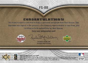 2007 Upper Deck Ultimate Collection - Ultimate Futures Signatures #FS-BB Boof Bonser Back