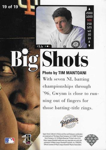 1997 Collector's Choice - Big Shots 5x7 #19 Tony Gwynn Back