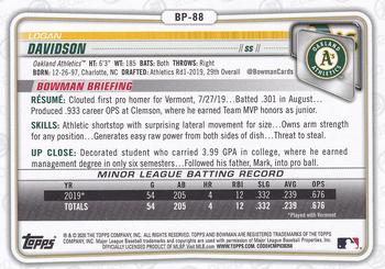 2020 Bowman - Prospects #BP-88 Logan Davidson Back
