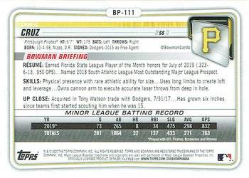 2020 Bowman - Prospects #BP-111 Oneil Cruz Back